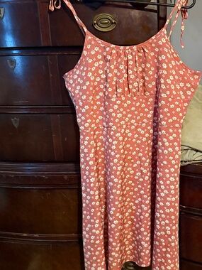 Source Unknown Pink Floral Tie-Strap Mini Dress